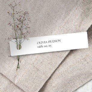 Minimal Wedding Dusty Blue & White Place Name Card