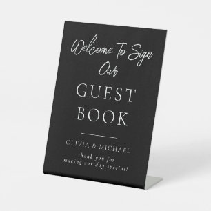 Minimal Wedding Guest Book Pedestal Sign