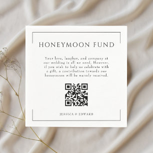 Minimal Wedding Honeymoon Fund QR Code Napkin