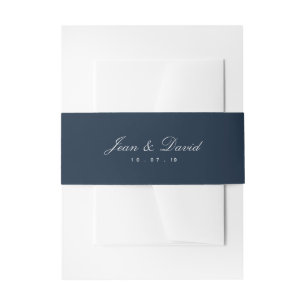 Minimal Wedding Invitation Belly Band - Navy