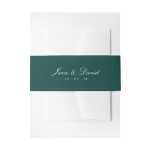 Minimal Wedding Invitation Belly Band - Teal Green