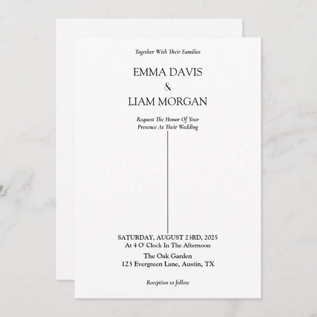 Minimal Wedding Invitation card (Front/Back)