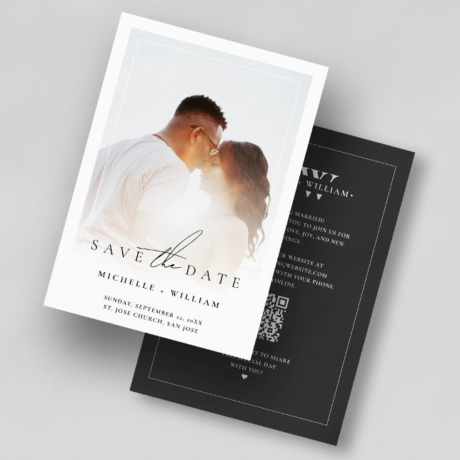 Minimal Wedding Monogram Photo Frame Dark Grey Save The Date (Minimal Wedding Monogram Photo Frame Dark Grey Save The Date
)