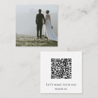 Minimal Wedding Photographer Square QR Code Photo Business Card