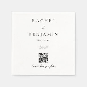 Minimal Wedding QR Code Photo Sharing Elegant Napkin