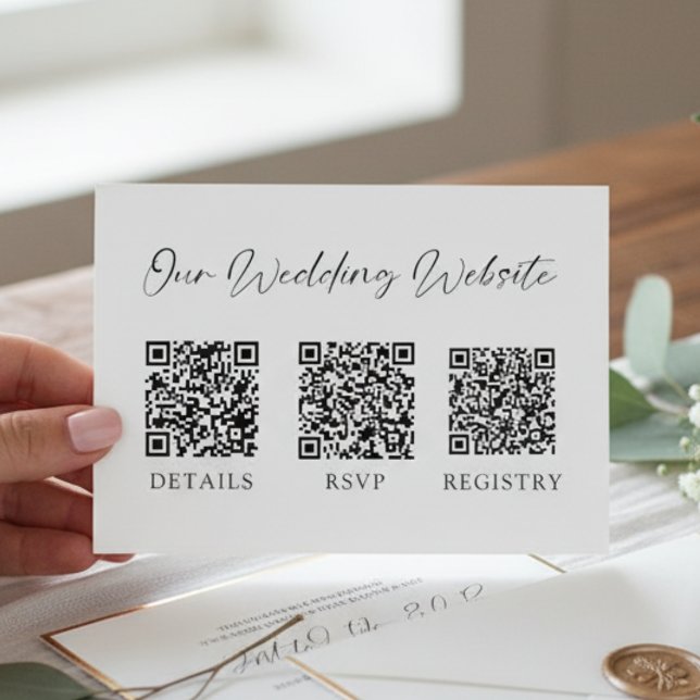 Minimal Wedding QR Code RSVP Gift Registry  Enclosure Card (Creator Uploaded)