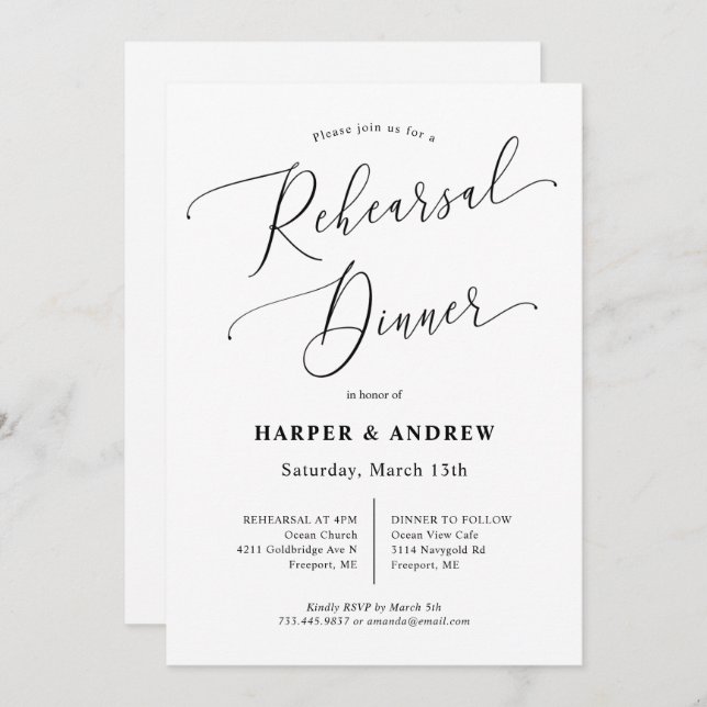 Minimal Wedding Rehearsal Dinner Invitation (Front/Back)
