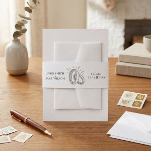 Minimal Wedding Rings Invitation Belly Band