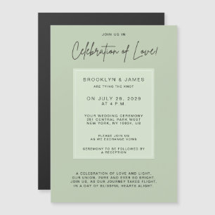 Minimal Wedding Sage Green Celebration Of Love Magnetic Invitation
