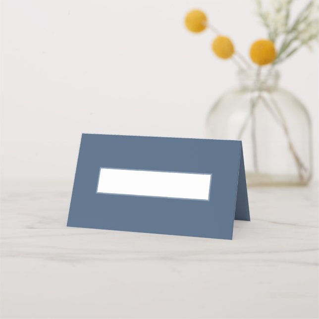 Minimal Wedding slate blue modern blank place card (Front)