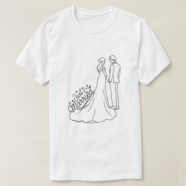 Minimal Wedding T-Shirt | just married (Design Front)