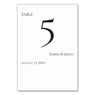 Minimal Wedding Table Number Card