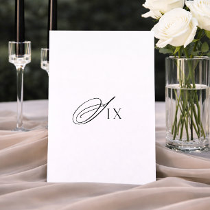 Minimal Wedding Table Number Six Sign