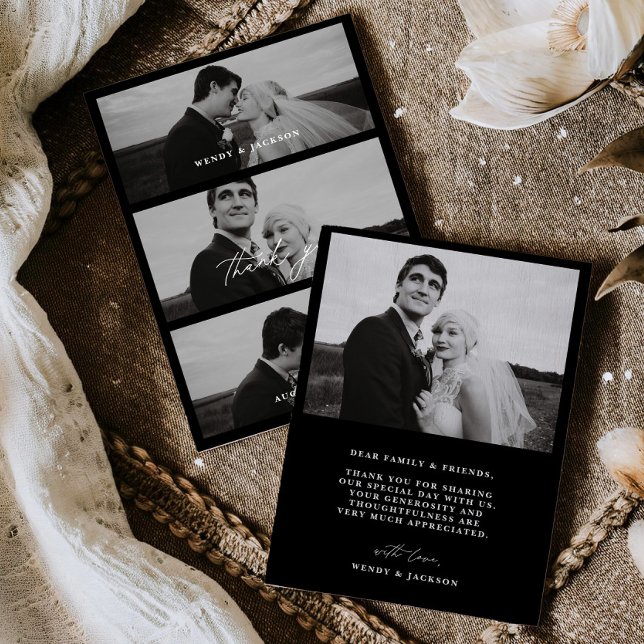 Minimal Wedding Thank You Photo Stack Card  (Creator Uploaded)