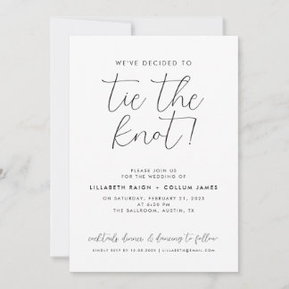 Minimal Wedding Tie the Knot intimate Simple Invitation