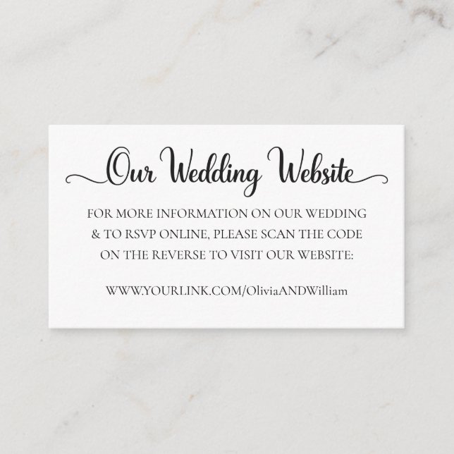 Minimal Wedding Website & RSVP Information Insert  (Front)