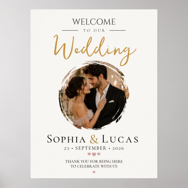 Minimal Wedding Welcome Sign with Photo (Front)