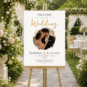 Minimal Wedding Welcome Sign with Photo