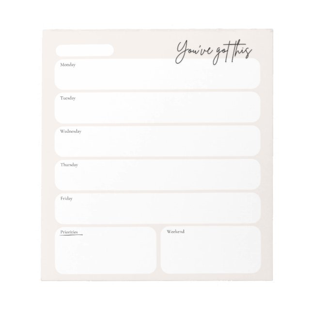 Minimal Weekly Planner Notepad (Front)