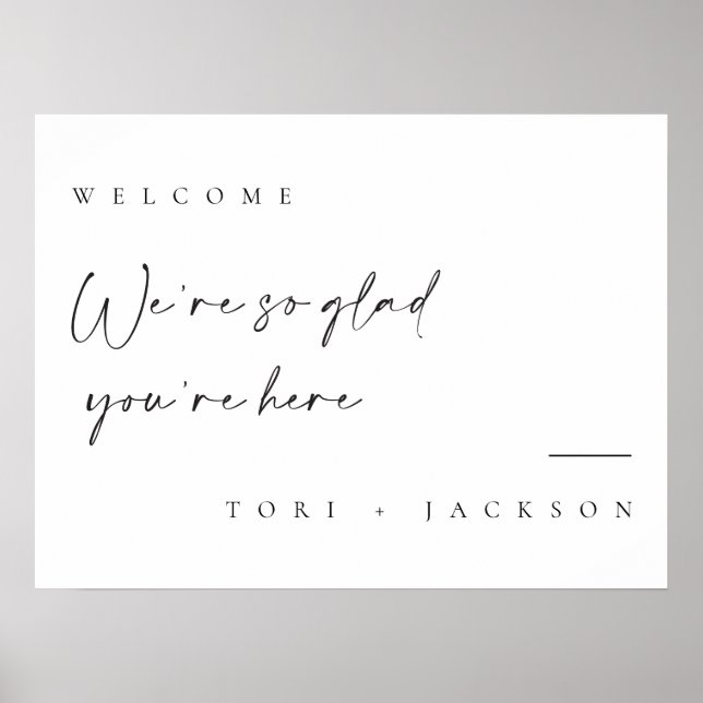 Minimal Welcome Sign Name Wedding Poster board (Front)
