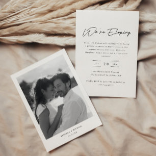 Minimal "We're Eloping" Script Photo Wedding Party Invitation