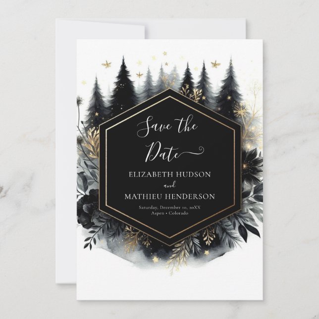 Minimal Whimsical Enchanted Forest Wedding Save The Date (Front)