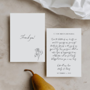 Minimal Whimsical Hand Drawn Illustration Wedding Thank You Card