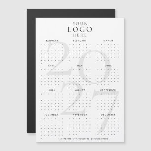 Minimal White 2027 Calendar Business Logo Magnet