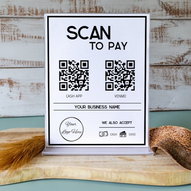 Minimal white 2 QR codes business scan to pay  Poster (Creator Uploaded)