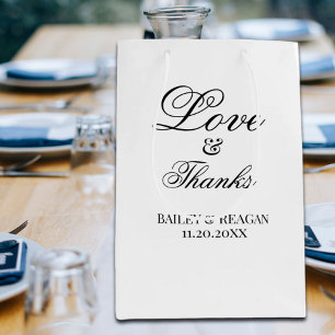 Minimal White and Black Wedding Medium Gift Bag