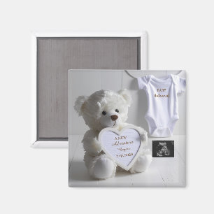 Minimal White Bear Pregnancy announcement keepsake Magnet