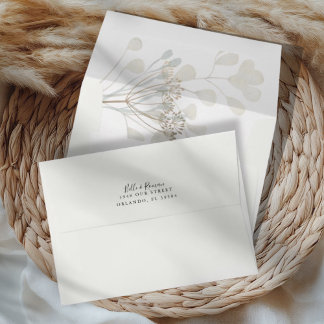 Minimal White & Beige Return Address Wedding Envelope