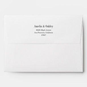 Minimal White Black Elegant Wedding Return Address Envelope