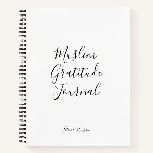Minimal White Black Muslim Gratitude Journal (Front)