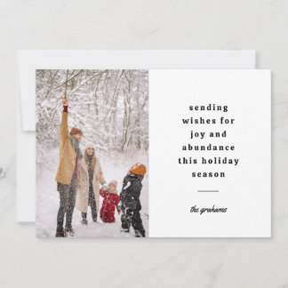 Minimal White Black Typographic Sending Wishes Holiday Card
