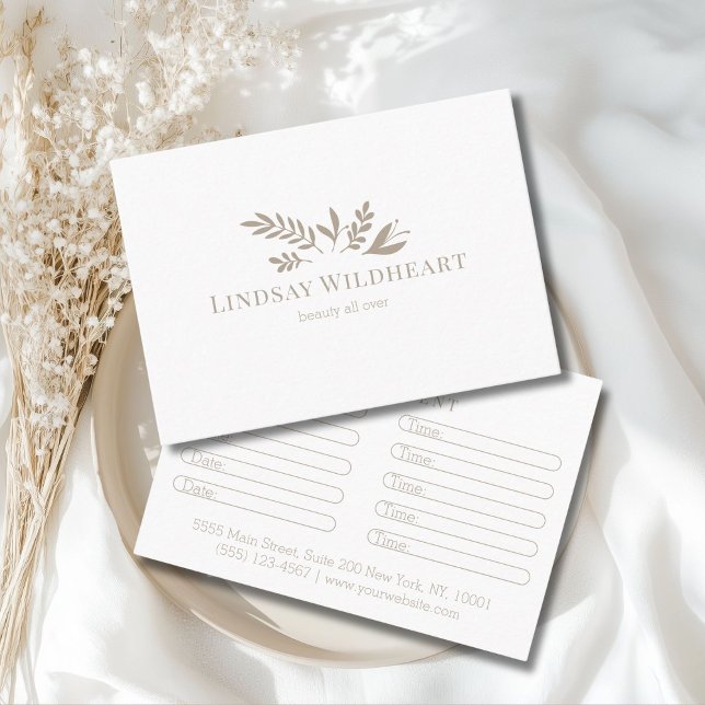 Minimal White Botanical Salon Appointment Card (Minimal White Botanical Salon Appointment Card)