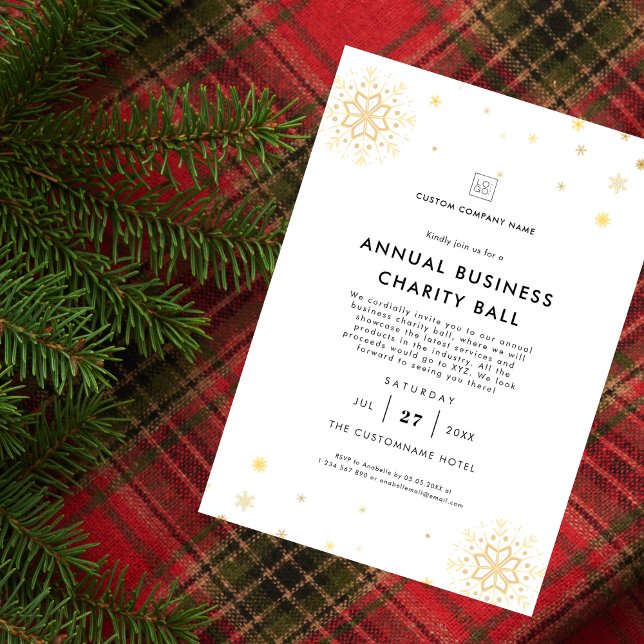 Minimal White Business Christmas Party Fundraiser  Invitation (Creator Uploaded)