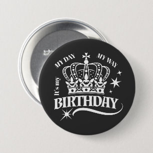 Minimal White Crown Birthday Quote Typography 7.5 Cm Round Badge
