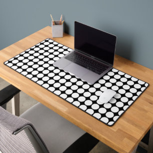 Minimal White Dots on Solid Black Background Desk Mat
