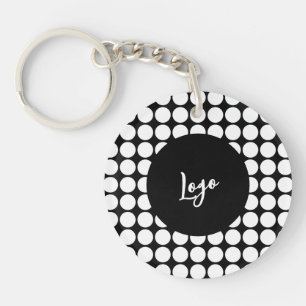 Minimal White Dots on Solid Black Background Key Ring