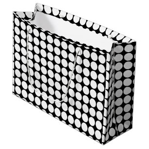 Minimal White Dots on Solid Black Background Large Gift Bag
