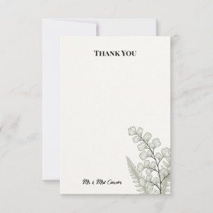 Minimal White Eucalyptus Wedding Thank You Card