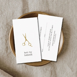 Minimal White Faux Gold Hair Stylist Appointment Card