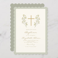 Minimal White Flower Baptism Cross