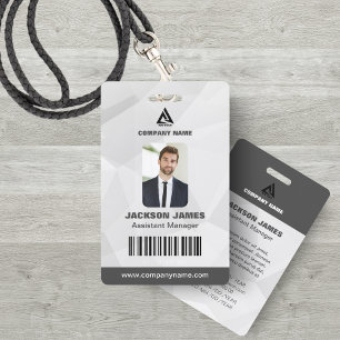 Minimal White Geometric and Grey Company ID Card ID Badge