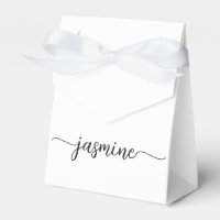 Minimal White Girly Monogram Name Script 