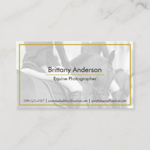 Minimal White Gold Horse/Equestrian Photographer  Business Card