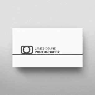 Minimal White Grey Line Icon Photography Business Card