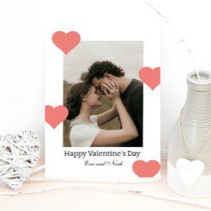 Minimal White Heart Valentine Photo Moment Holiday Card