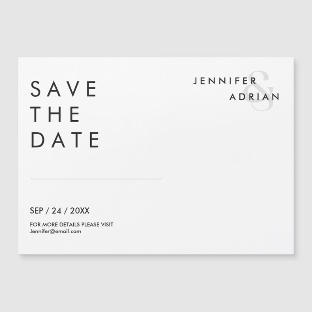 Minimal White Horizontal Save The Date Wedding  (Front)